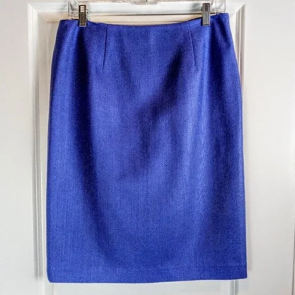 Vintage Kay Unger Periwinkle Blue Silk Belted Skirt Suit NWT